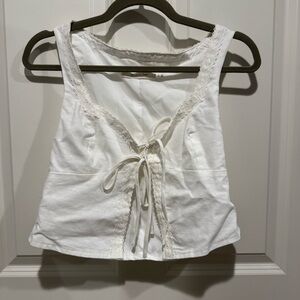 Mustard Seed White Sleeveless Crop Tank Top